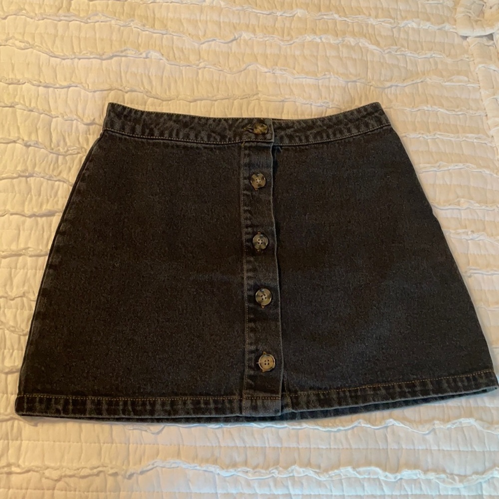 Black Button up Mini Skirt